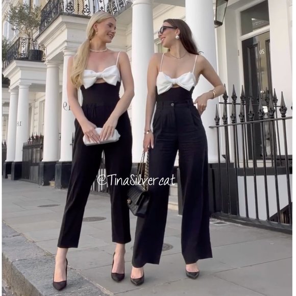 BLOGGER'S FAVE! Zara Bow Bodysuit Black White BWT - Picture 3 of 17